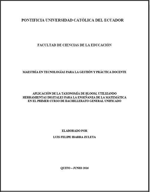 Aplicación de la Taxonomía de Bloom, utilizando Herramientas Digitales para la Enseñanza de la Matemática en el Primer Curso del Bachillerato General unificado