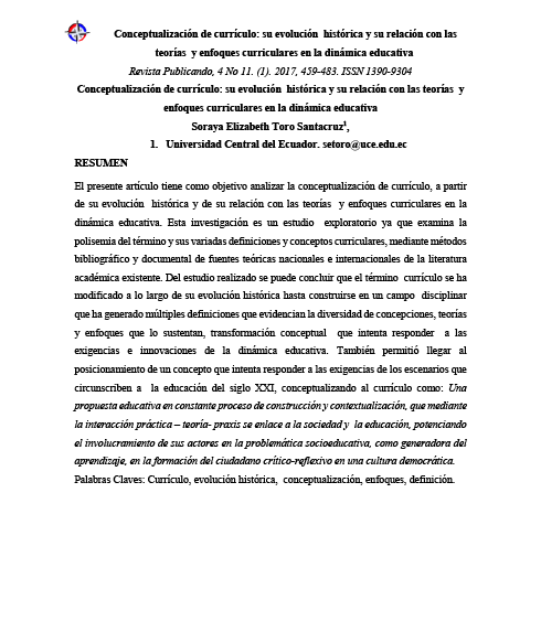 Conceptualización de currículo: su evolución  histórica y su relación con las teorías  y enfoques curriculares en la dinámica educativa