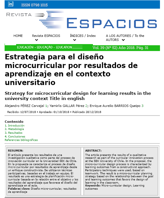 Estrategia para el diseño microcurricular por resultados de aprendizaje en el contexto universitario